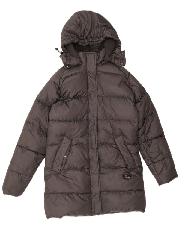 Helly Hansen Abrigo acolchado extragrande con capucha para mujer UK 10 Small Black Nylon