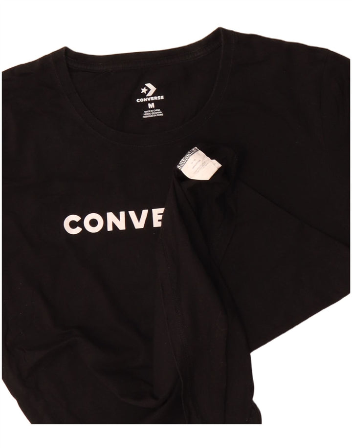 CONVERSE Camiseta gráfica para mujer Top UK 14 Mediano Algodón negro