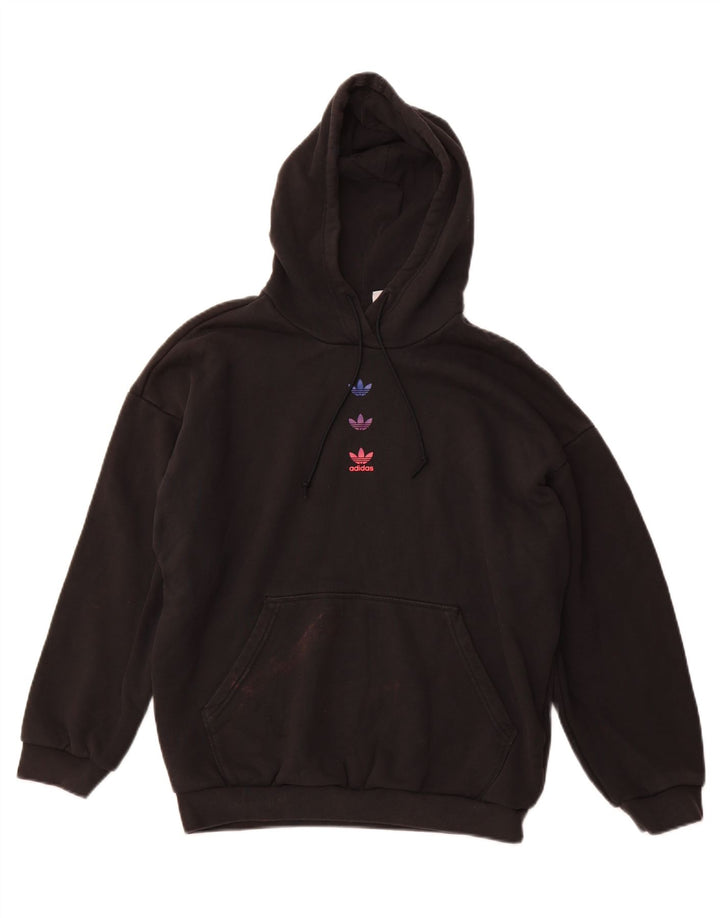 ADIDAS Jersey con capucha gráfica de ajuste holgado para mujer Reino Unido 44 Grande Algodón negro