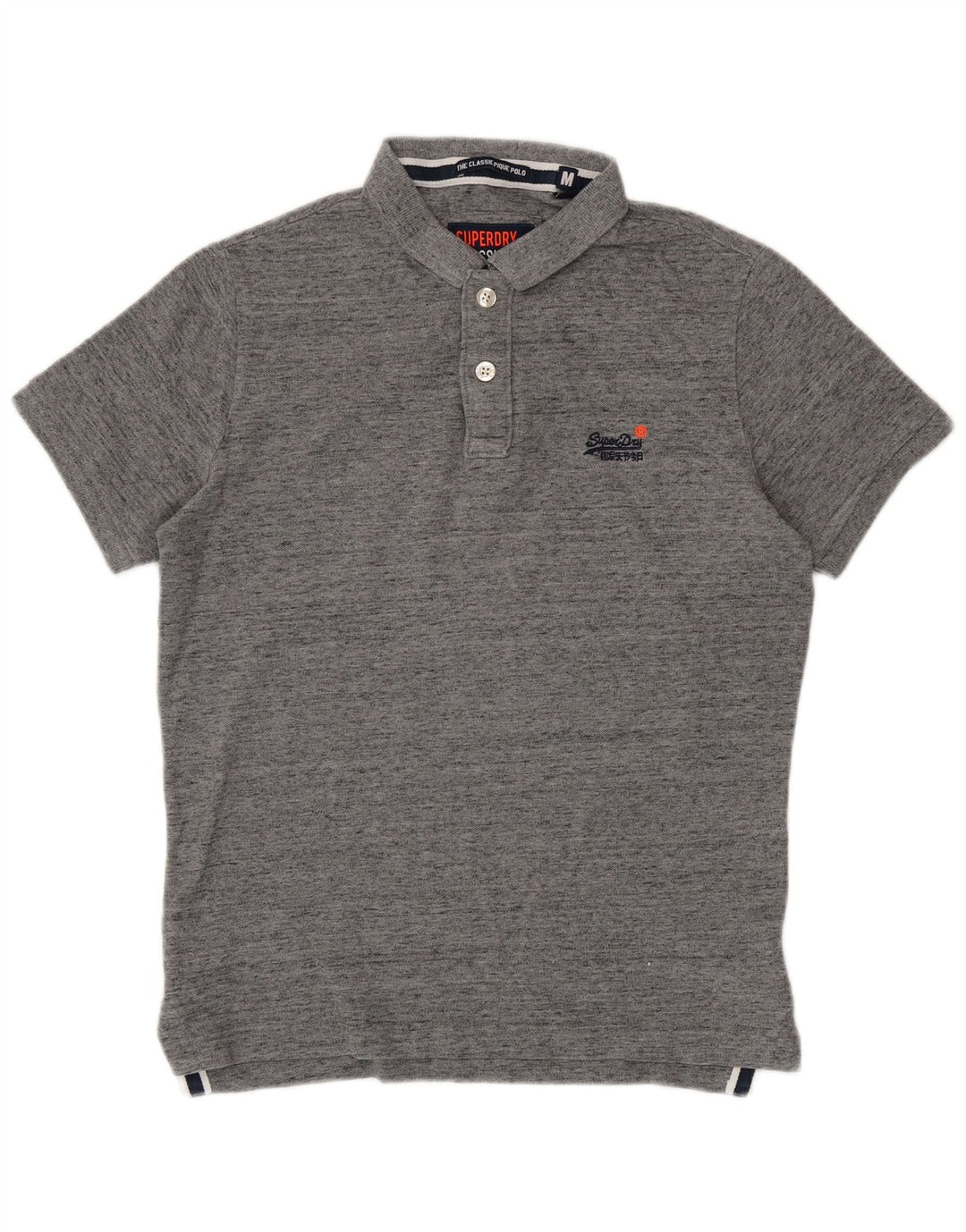 Polo Superdry para hombre de algodón moteado en gris medio