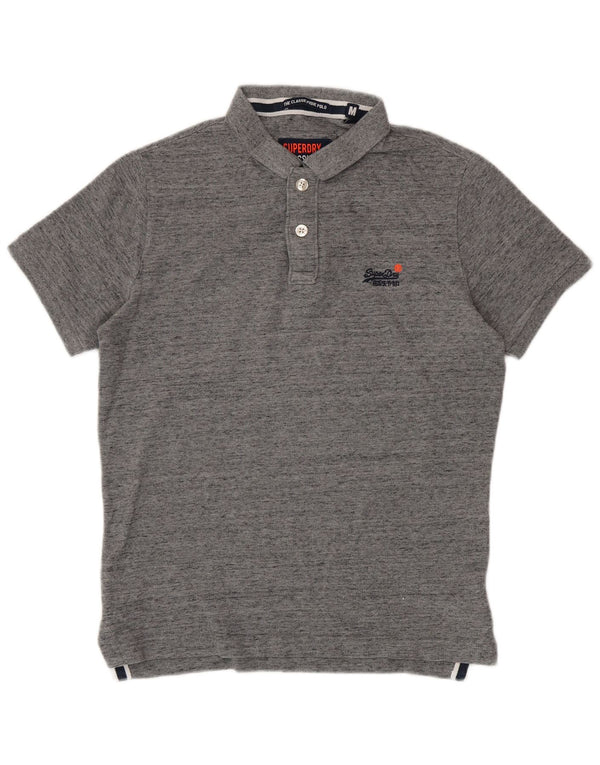 Polo Superdry para hombre de algodón moteado en gris medio