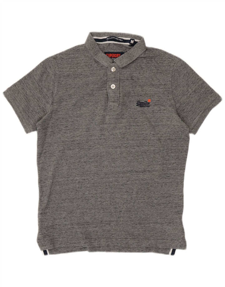 Polo Superdry para hombre de algodón moteado en gris medio