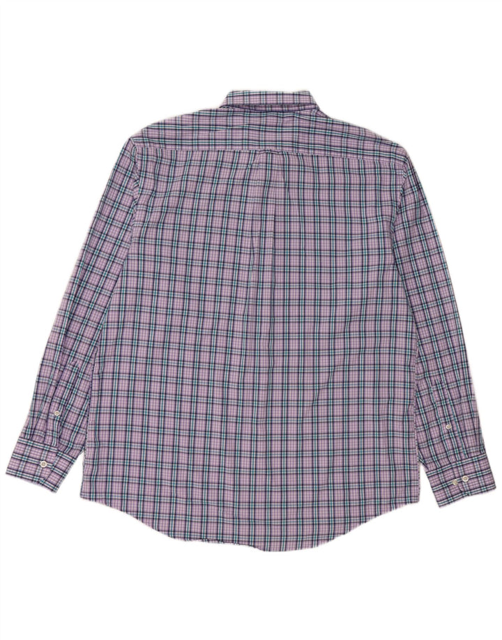 IZOD Camisa de franela para hombre de algodón a cuadros morados grandes