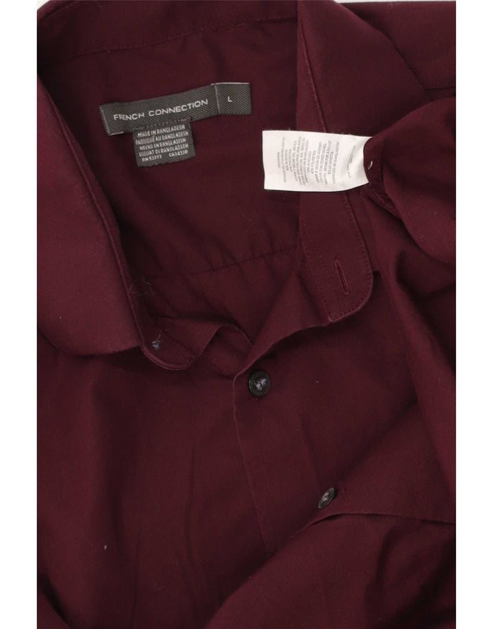 Camisa para hombre French Connection Grande de algodón burdeos