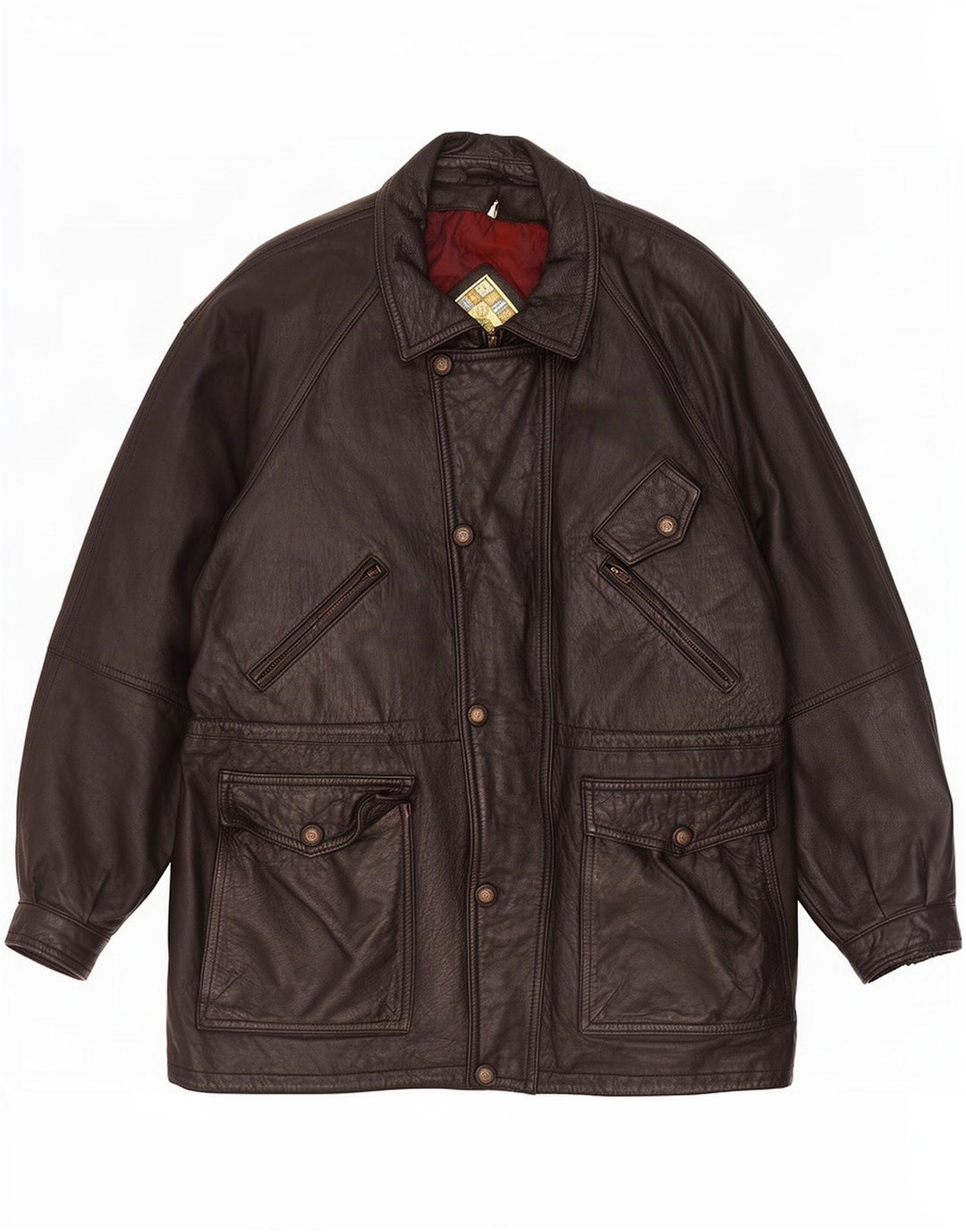 Paco Calvari Chaqueta De Cuero Para Hombre IT 54 2XL Negro