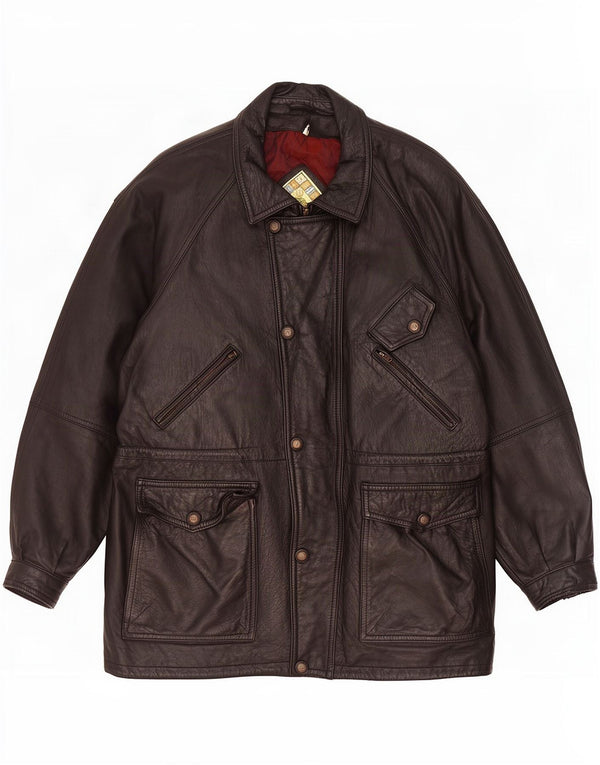 Paco Calvari Chaqueta De Cuero Para Hombre IT 54 2XL Negro