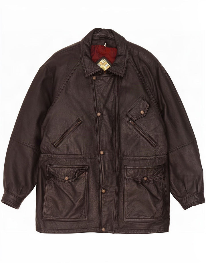 Paco Calvari Chaqueta De Cuero Para Hombre IT 54 2XL Negro