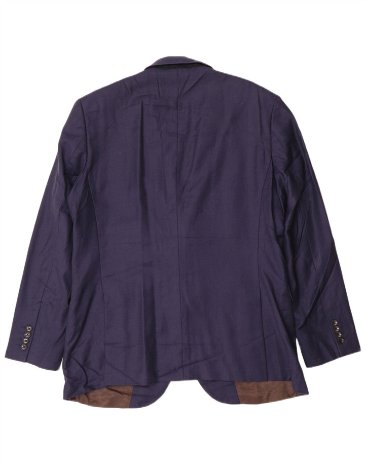 ERMENEGILDO ZEGNA Chaqueta tipo blazer de 2 botones para hombre UK 44 2XL Lana azul marino