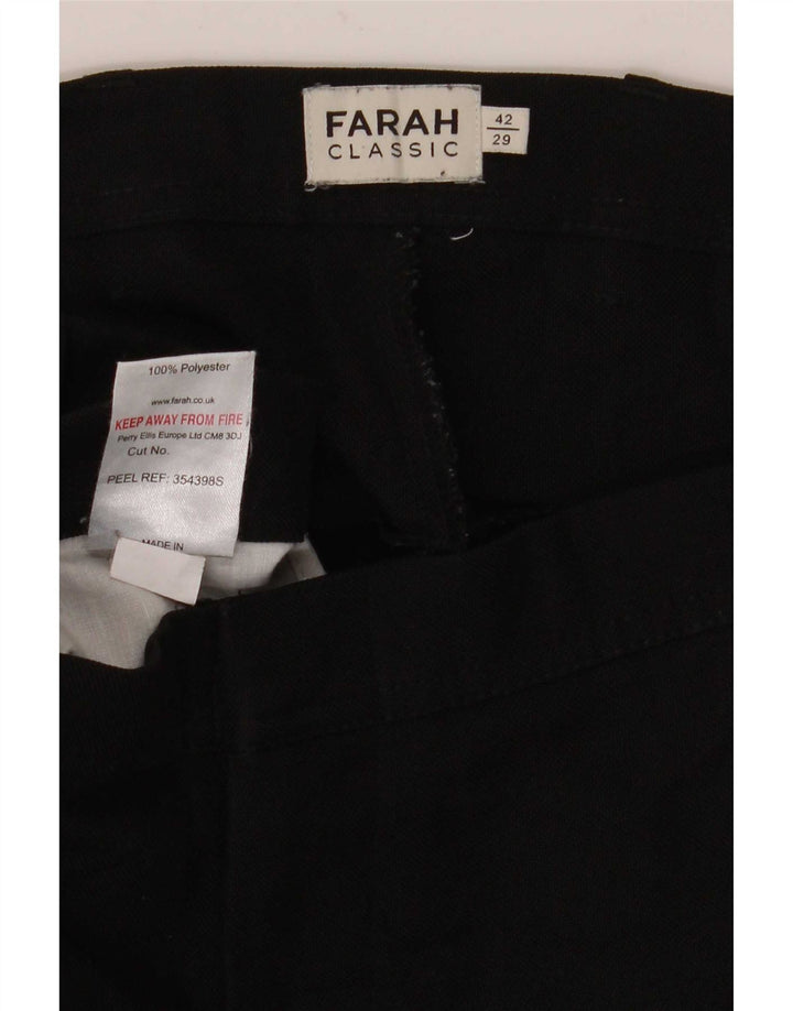Farah Pantalones casuales de ajuste clásico para hombre W42 L29 Poliéster negro