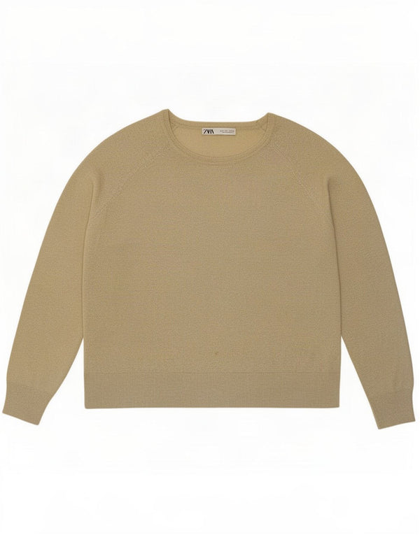 Zara - Jersey con cuello barco para mujer, talla 40, talla grande, viscosa moteada en color beige