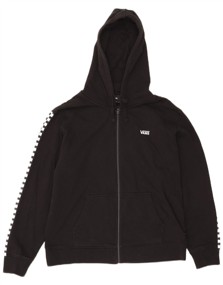 Vans Sudadera con capucha y cremallera gráfica para hombre, talla grande, algodón negro