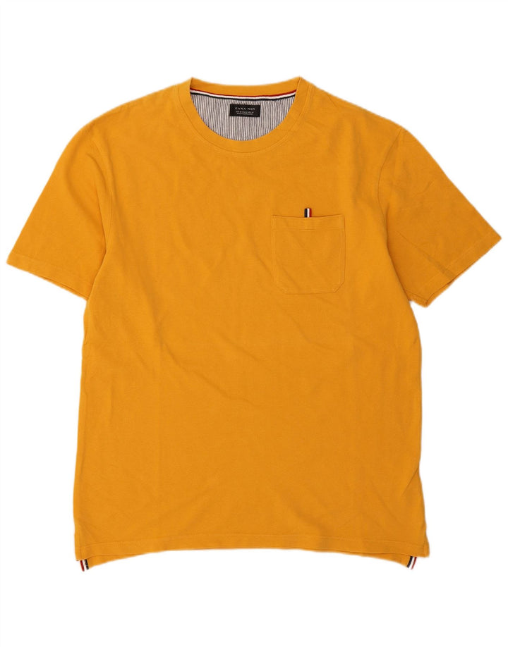 Zara Hombre Camiseta Top Medium Amarillo