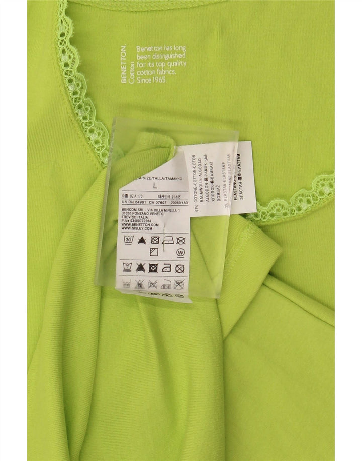 BENETTON Camiseta sin mangas para mujer UK 40 Grande Algodón verde