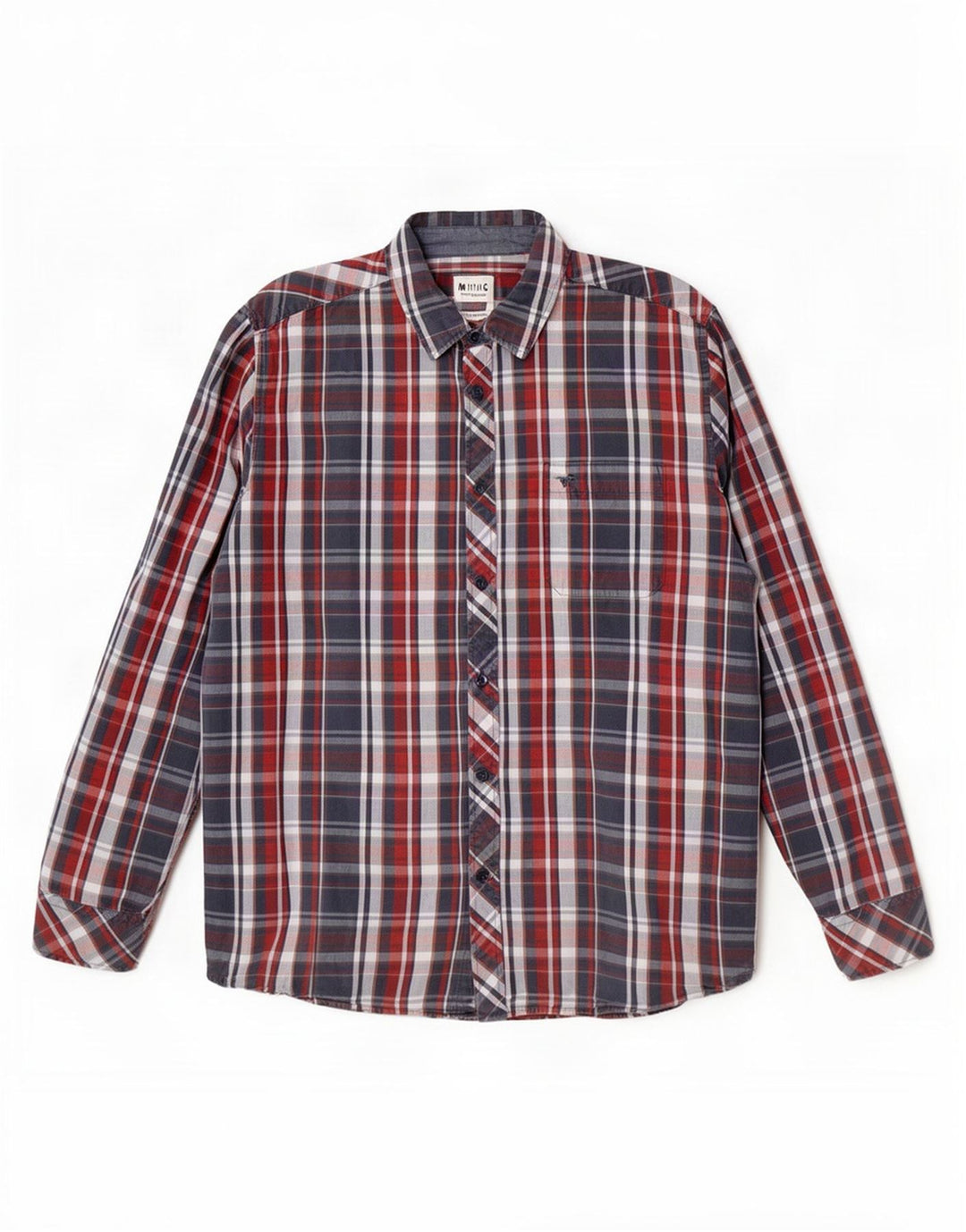 Mustang Camisa Regular Fit para Hombre Algodón A Cuadros Azul Grande