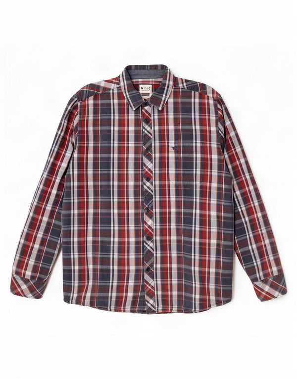 Mustang Camisa Regular Fit para Hombre Algodón A Cuadros Azul Grande