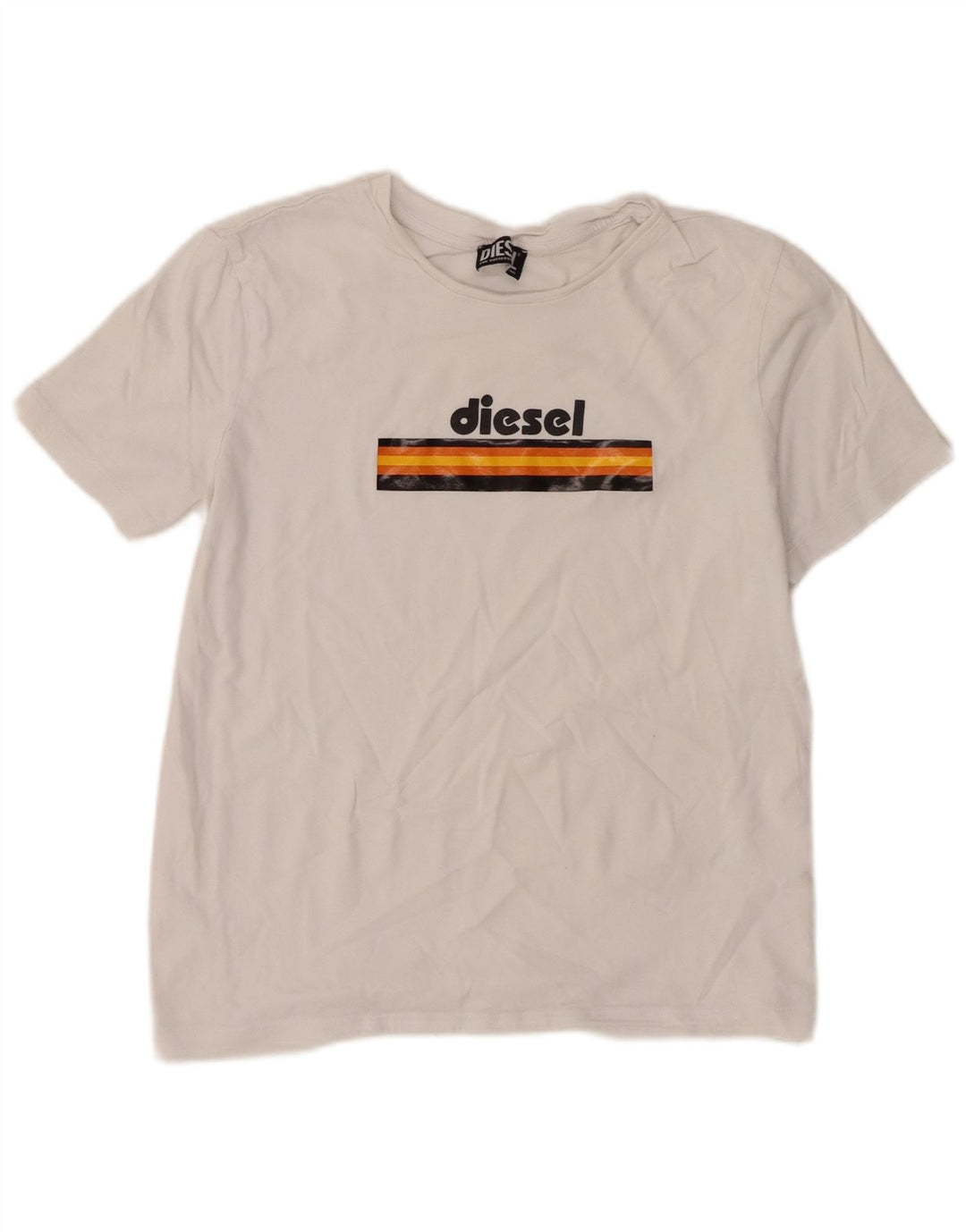 Diesel Mujer Camiseta Gráfica Top UK 44 Grande Blanco