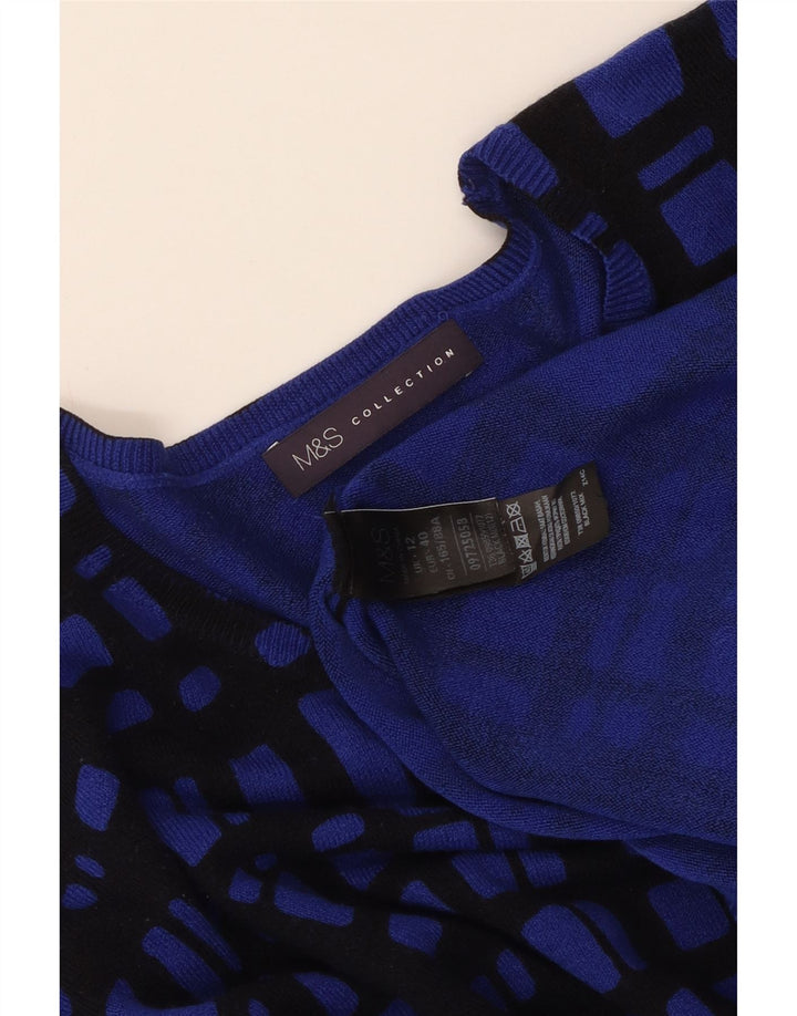 MARKS & SPENCER Suéter tipo jersey con cuello barco para mujer UK 40 Medium Blue Check