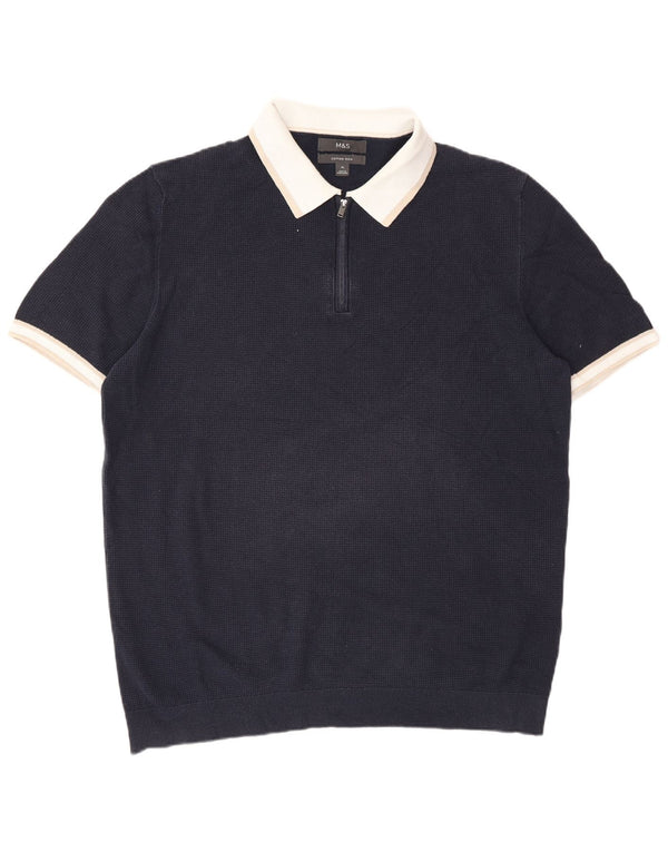 Marks & Spencer Polo para hombre XL Algodón color block azul marino