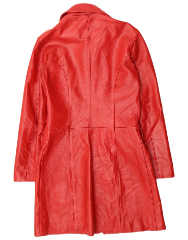 Vintage mujer cuero abrigo Reino Unido 10 pequeño rojo