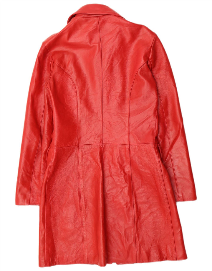 Vintage mujer cuero abrigo Reino Unido 10 pequeño rojo