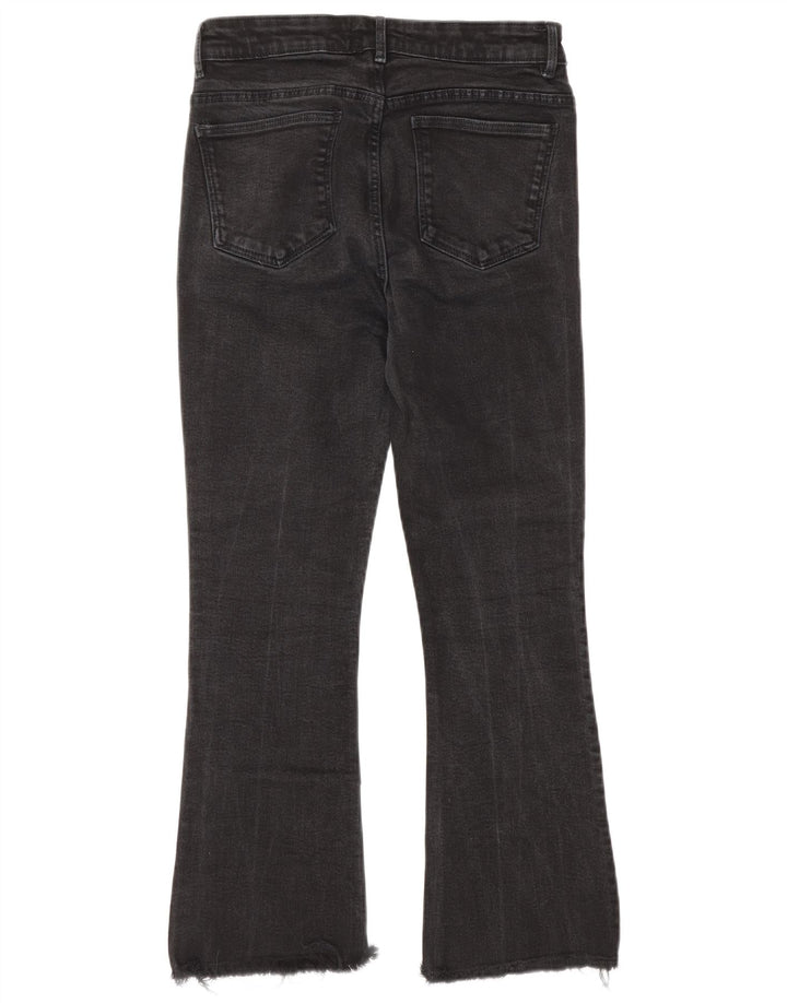 ZARA Womens Crop Bootcut Jeans EU 38 Small W26 L25 Black