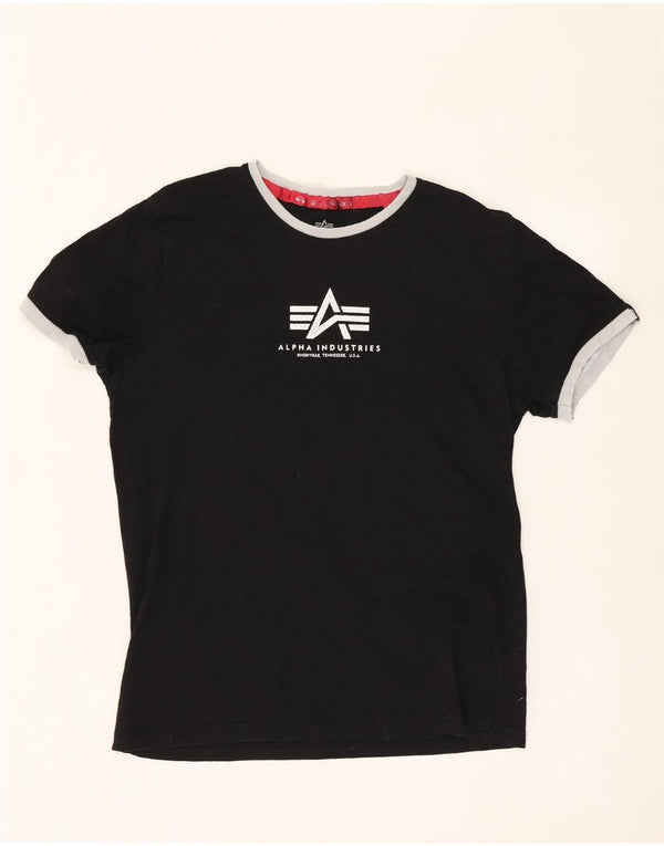 ALPHA INDUSTRIES Camiseta gráfica para mujer Top UK 44 Algodón negro mediano