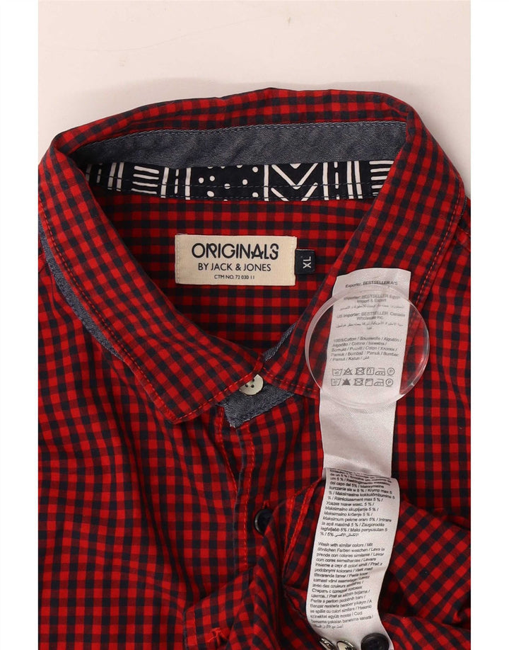 Camisa Jack & Jones Hombre XL Algodón Vichy Rojo