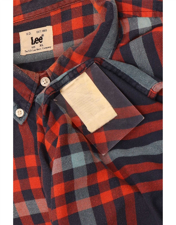Camisa de franela para hombre Lee XL de algodón a cuadros azules