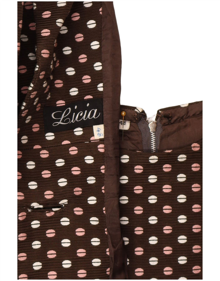 Vintage Mujer 3 Botones 2 Piezas Set IT 48 XL Lunares Marrón