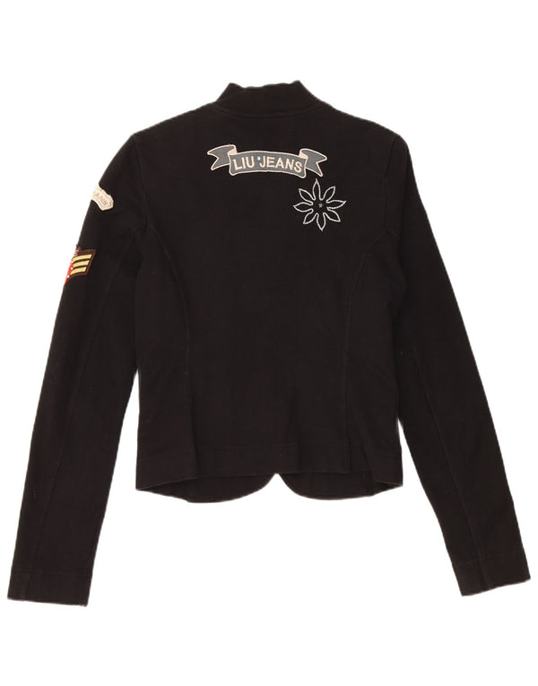LIU JO Chaqueta tipo blazer con 4 botones y gráfico para mujer UK 6 XS Algodón negro