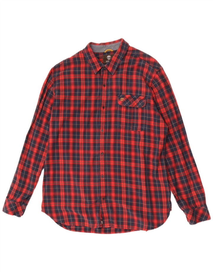 Timberland Camisa Slim Fit para Hombre 2XL Algodón A Cuadros Rojos