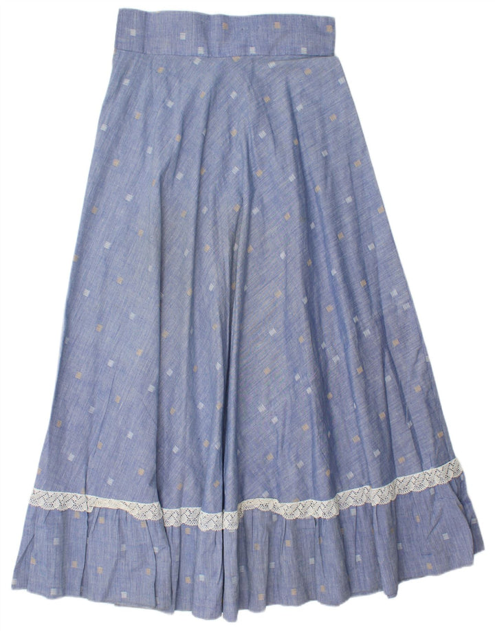 Falda maxi vintage para mujer W28 azul medio manchado