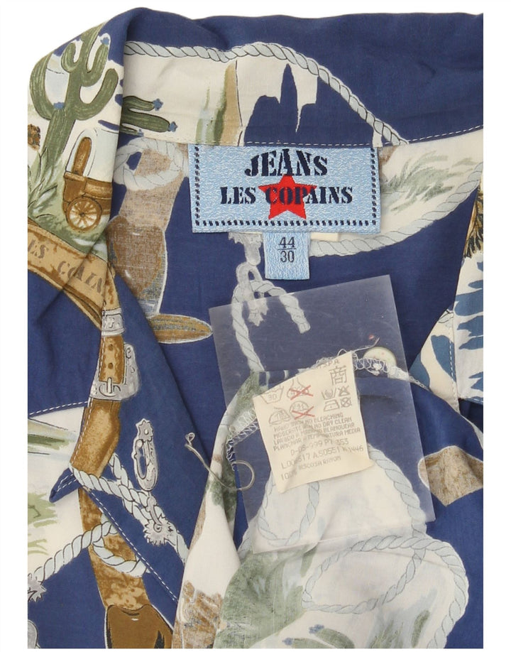 LES COPAINS Vestido camisero con estampado abstracto para mujer IT 44 Azul medio