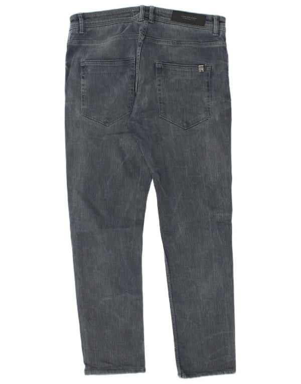 Zara Mens Slim Jeans EU 42 Large W32 L28 Gris Algodón
