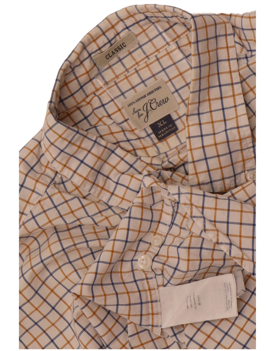 J. Crew Camisa de corte clásico para hombre XL Algodón a cuadros blancos
