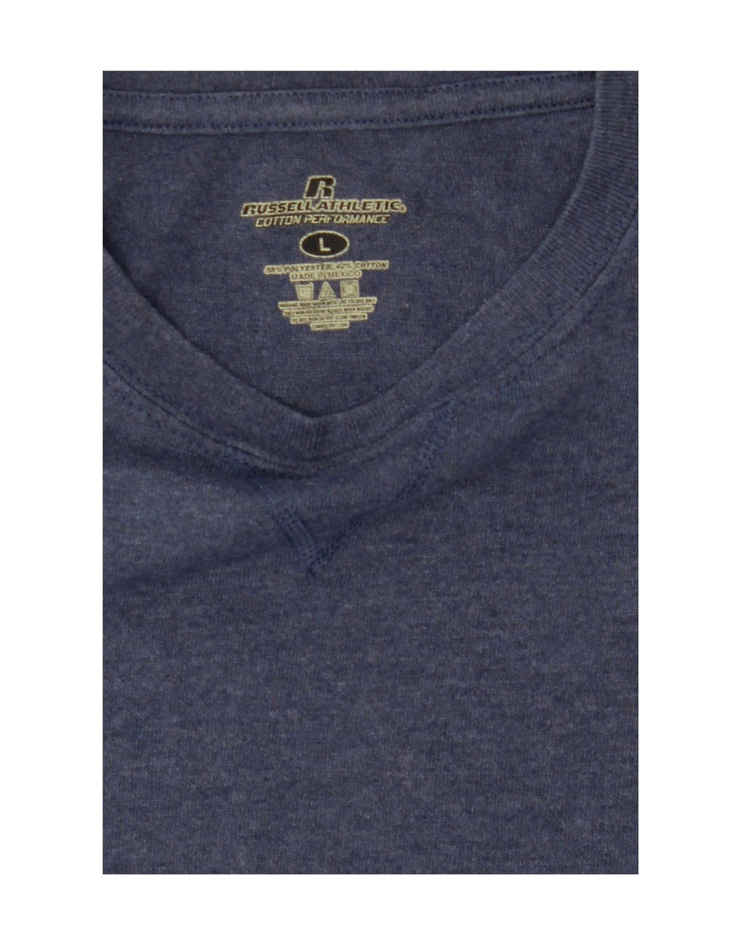 RUSSELL ATHLETIC Mens Graphic T-Shirt Top Large Navy Blue Polyester Vintage Russell Athletic and Second-Hand Russell Athletic from Messina Hembry 