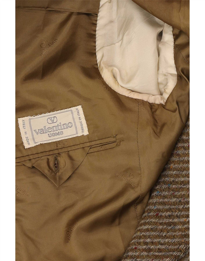 Valentino Chaqueta tipo blazer de 2 botones para mujer UK 46 Large Khaki Herringbone