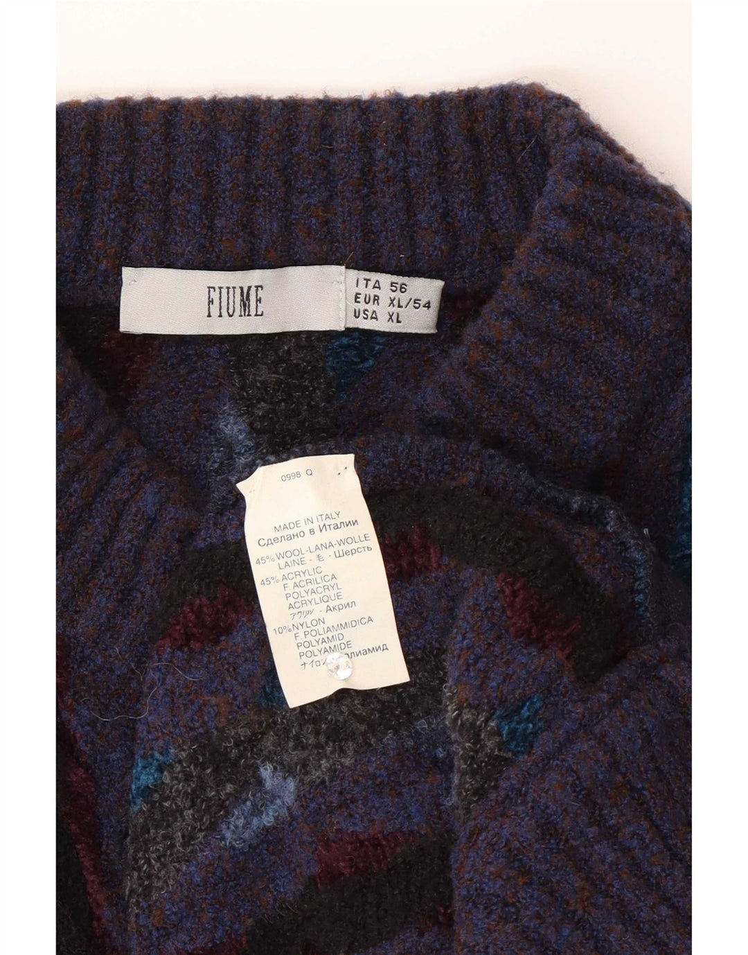 Fiume Suéter tipo cárdigan de ajuste regular para hombre XL Lana a rayas moradas