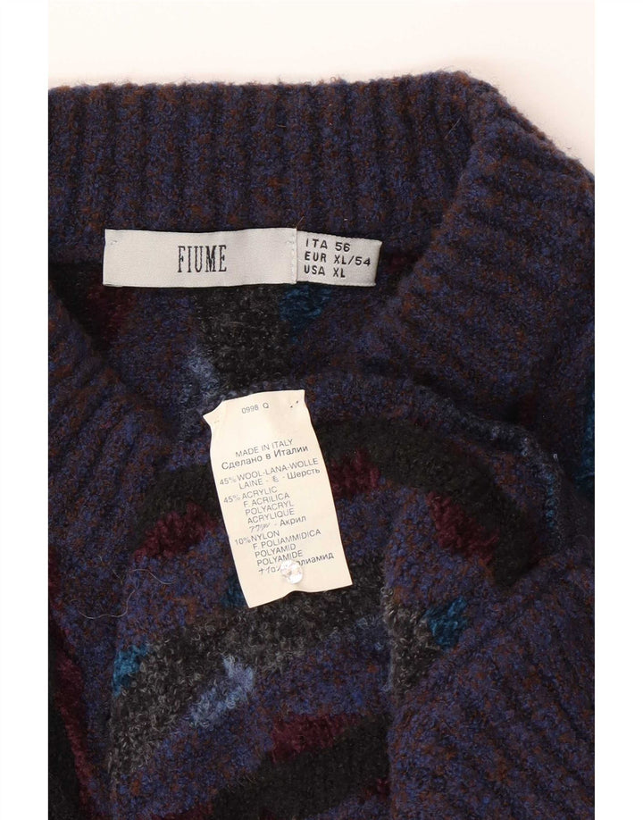 Fiume Suéter tipo cárdigan de ajuste regular para hombre XL Lana a rayas moradas