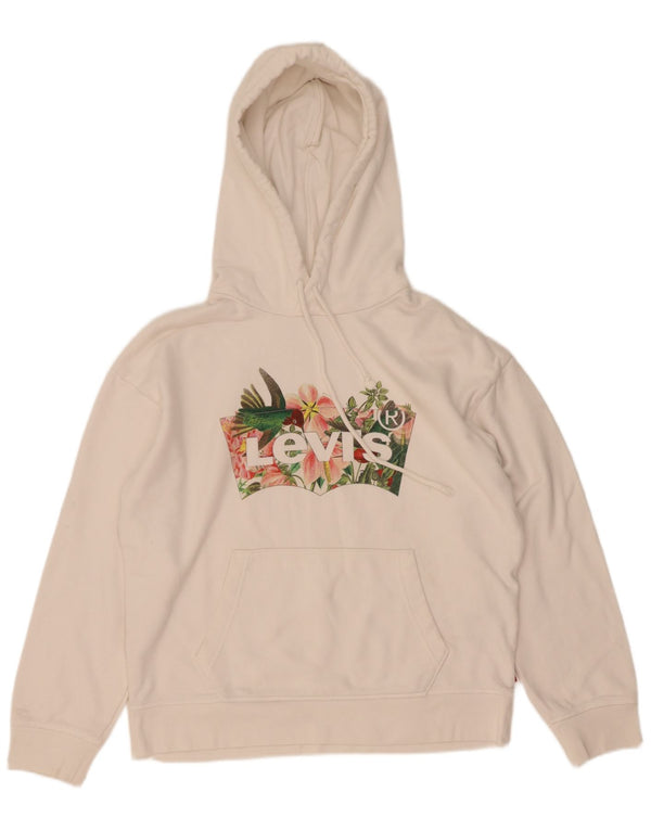 Levi's Jersey con capucha extragrande gráfico para mujer Reino Unido 10 Small White Cotton