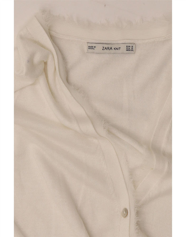 Zara Mujer Cárdigan Suéter UK 10 Small Blanco