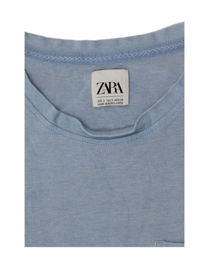 Zara Hombre Camiseta Top Small Azul