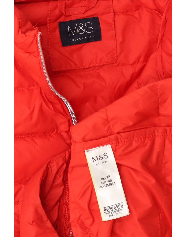 Marks & Spencer Chaleco acolchado con capucha para mujer UK 40 Mediano Rojo Poliamida
