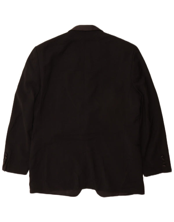 Pierre Cardin Chaqueta tipo blazer con 1 botón para hombre, talla 40, talla grande, lana negra