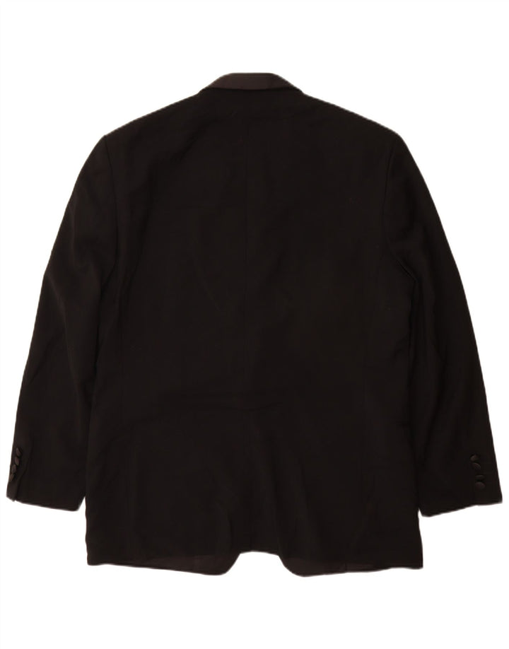 Pierre Cardin Chaqueta tipo blazer con 1 botón para hombre, talla 40, talla grande, lana negra