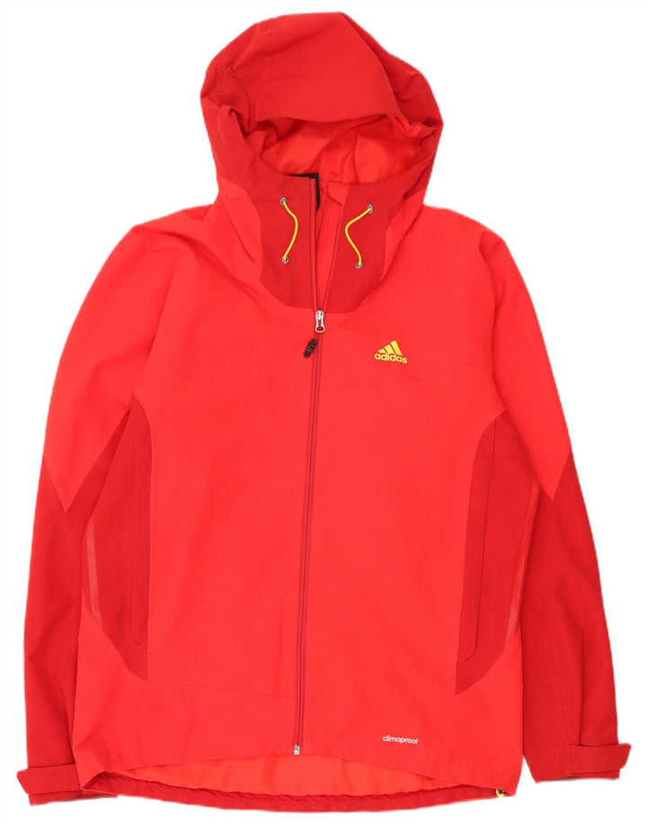 Adidas Chaqueta impermeable con capucha para hombre UK 42/44 Large Red Colourblock Poliéster