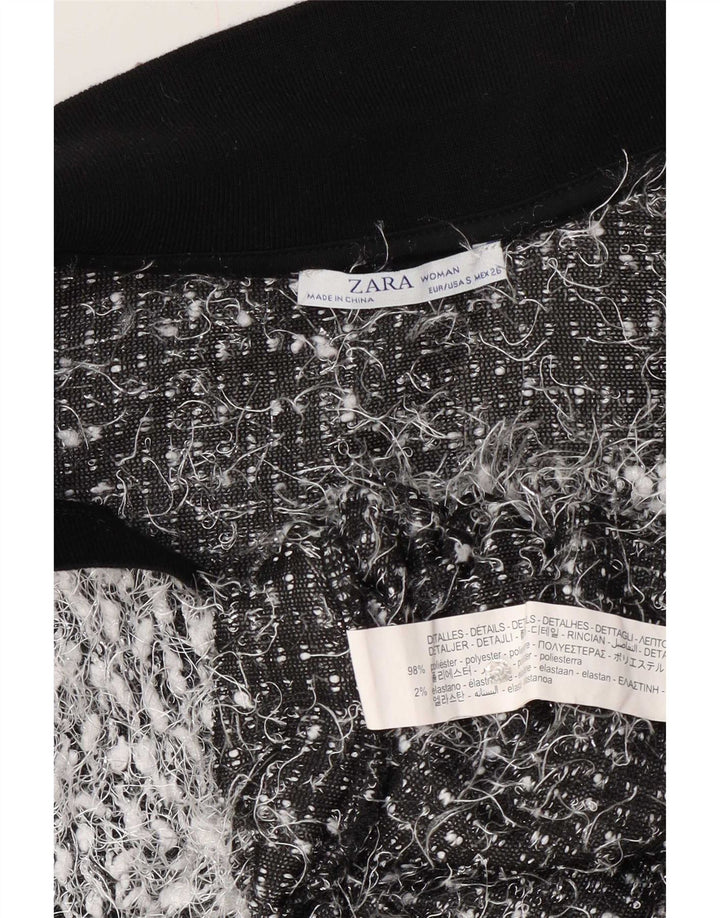 Zara Polo Mujer UK 10 Small Gris Moteado Poliéster