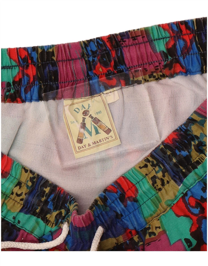 Vintage hombres patrón abstracto natación pantalones cortos XL nylon multicolor