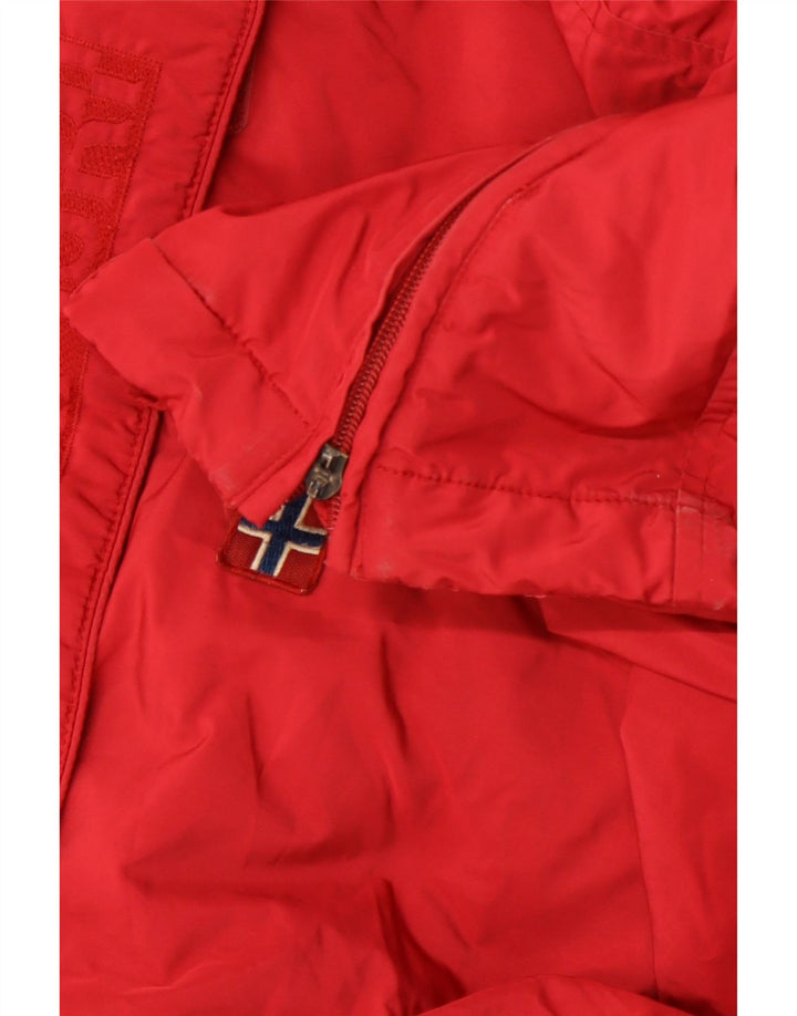 NAPAPIJRI Chaqueta anorak con capucha y gráfico para mujer UK 44 Poliéster rojo mediano