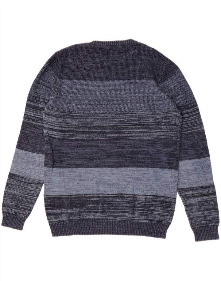 Jack & Jones Hombre Jersey Con Cuello Redondo De Algodón A Rayas Azul Medio